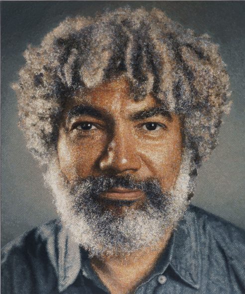 Chuck Close, Fred, 2018 Jacquard tapestry, 93 x 76 inches. Magnolia Editions