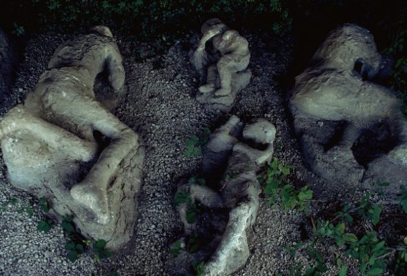 I calchi di alcune vittime dell'eruzione del 79 d.C. a Pompei. (Fotografia di Jonathan Blair/Corbis)