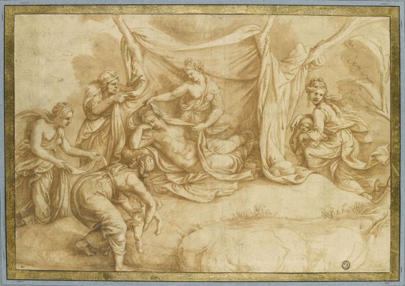 Giulio Romano, Leto mette al mondo Apollo e Diana , Parigi, Musée du Louvre, Département des Arts graphiques