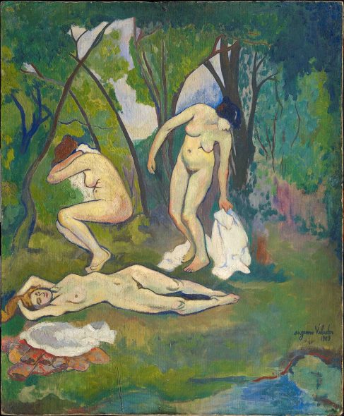 Suzanne Valadon (Bessines, 1865 − Paris, 1938) Trois nus à la campagne, 1909 olio su cartone, 61 x 50 cm collezione Jonas Netter