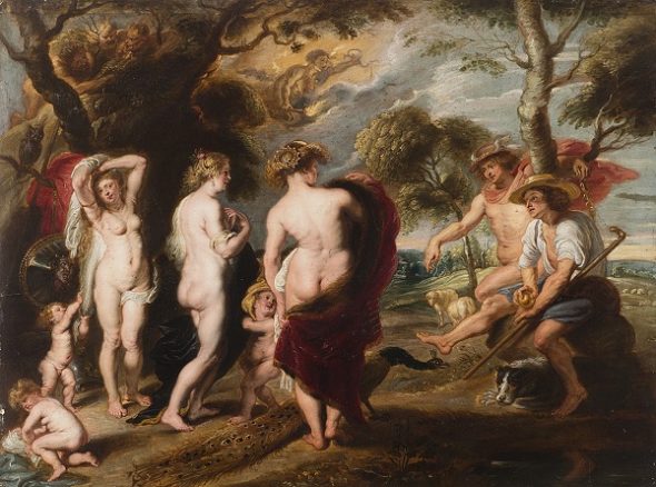 Bottega di Peter Paul Rubens (1577 - 1640) Il giudizio di Paride Olio su tavola cm 59,8x80 stima € 160.000-180.000