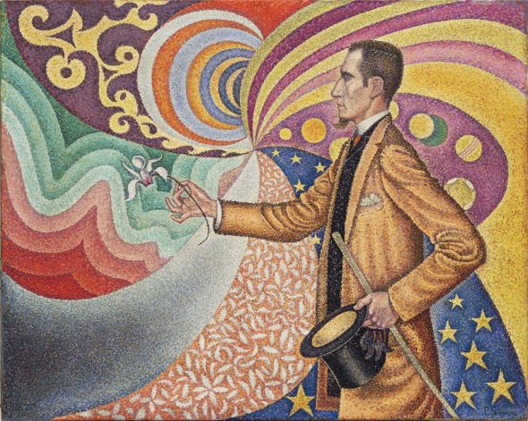 Signac, Paul (1863-1935): Opus 217. Against the Enamel of a Background Rhytmic with Beats and Angles, Tones and Tints, Portrait of M. Felix Feneon in 1890 (1890). New York, Museum of Modern Art (MoMA) Oil on canvas, 29 x 36 1/2 (73.5 x 92.5 cm). Fractional gift of Mr. and Mrs. David Rockefeller. Acc. n.: 85.1991. Authorization required prior to licensing; please address the Rockefeller Collection, attn. Ms. Bertha Saunders, 146 East 65 Street, New York, NY, 10021 - Phone: +1-212-249-8256/Fax: +1-212-717-5837; e-mail: bsaunders@rockco.com.*** Permission for usage must be provided in writing from Scala. May have restrictions - please contact Scala for details. ***
