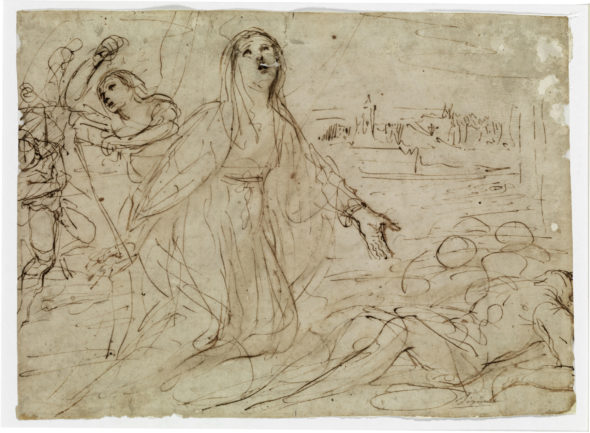Guercino, Santa Genoveffa fra gli appestati, 1630, inchiostro su carta, Cento, Pinacoteca Civica.