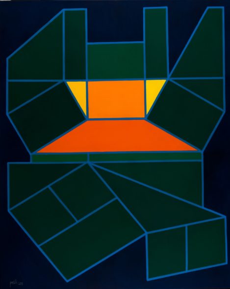 La visione geometrica, Achille Perilli, 2015, tecnica mista su tela