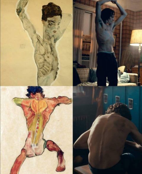 I dipinti di Egon Schiele a confronto con Joaquin Phoenix in alcune scene di Joker