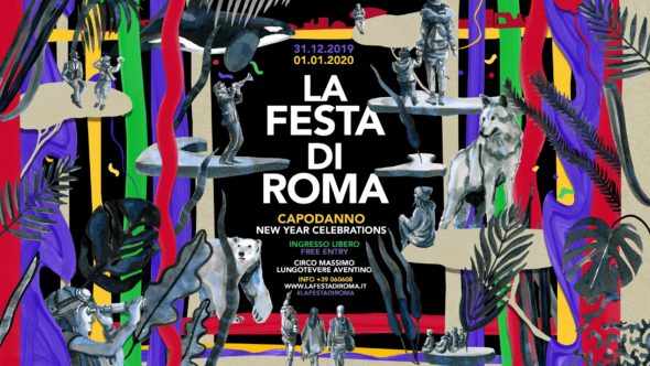 Cover La Festa di Roma 2019 con sfondo di animali colorati