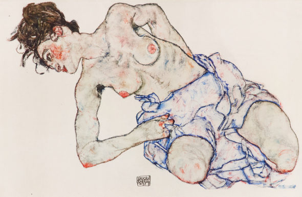 Egon Schiele, Kneeling Female Nude (1920)