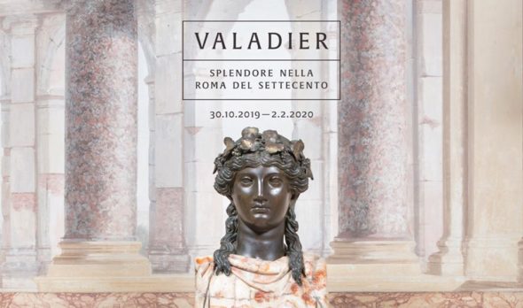 Locandina mostra Valadier con testa in alabastro