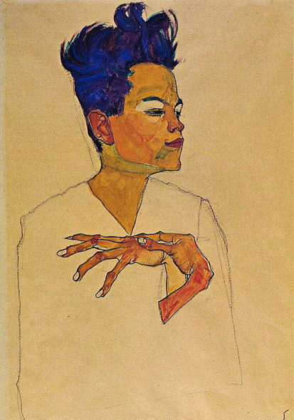 Egon Schiele, Self Portrait With Hands On Chest