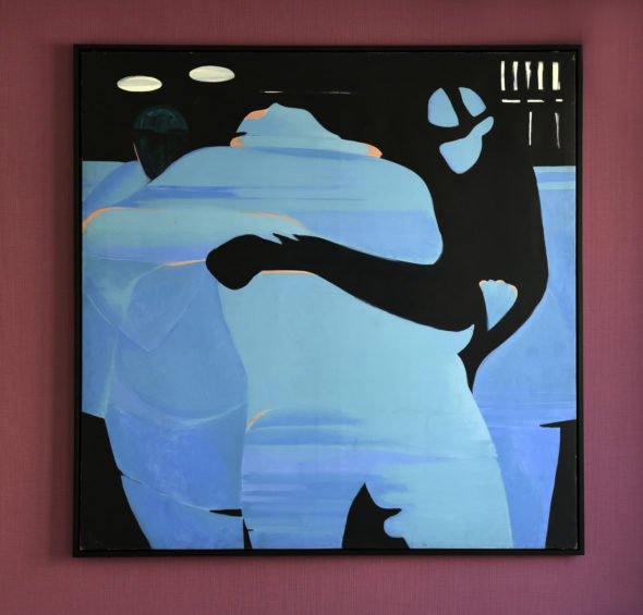 Titina Maselli,Il calciatore ferito, 1963, Oil on canvas, 144,3×144,3 cm, Courtesy Galleria Massimo Minini. 