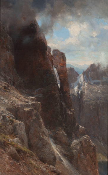 Edward Theodore Compton, Paesaggio delle Dolomiti [Dolomiti di Brenta], 1872-1882, Olio su tela, 149,6 x 93,2 cm, Zagabria, Moderna Galerija, MG-690