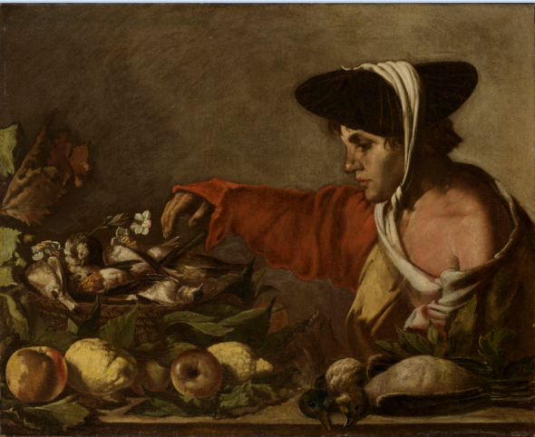Hendrick ter Brugghen (attribuito), Ragazzo con frutta e cesta di cacciagione, 1620-1629, olio su tela. Credito fotografico Giuseppe e Luciano Malcangi Collezione Poletti