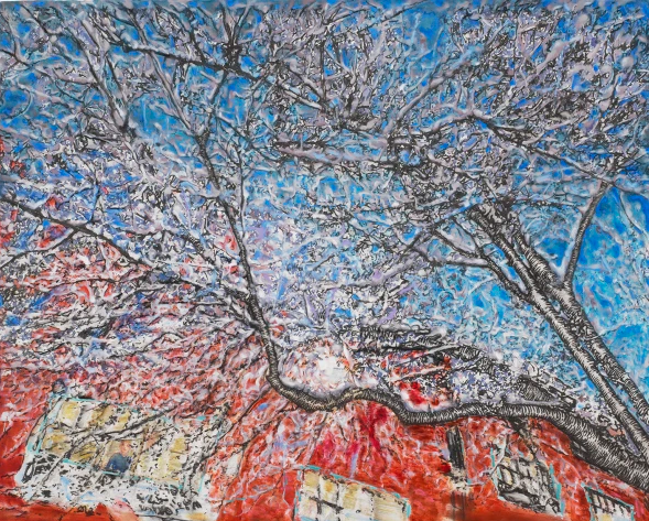 Ena Swansea Central Park Pond, 2019 Oil and acrylic on linen 152.4 x 274.3 cm 60 x 108 in