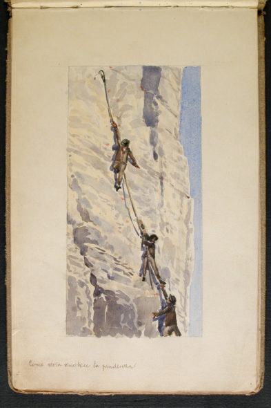 Napoleone Cozzi, dal taccuino Piccola Cima de Lavaredo, 1898, acquerello su carta, Trieste, Società Alpina delle Giulie