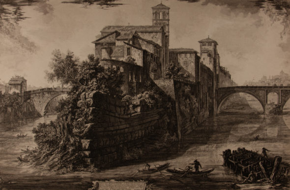 Giambattista Piranesi: Isola Tiberina. Acquaforte 58,8 x 85,2