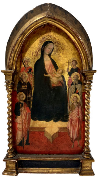 Lotto 11 - Rossello di Jacopo Franchi Maestro di Montefoscoli (Maestro Ristonchi). “Madonna in trono con bambino e santi". Stima € 220.000/350.000