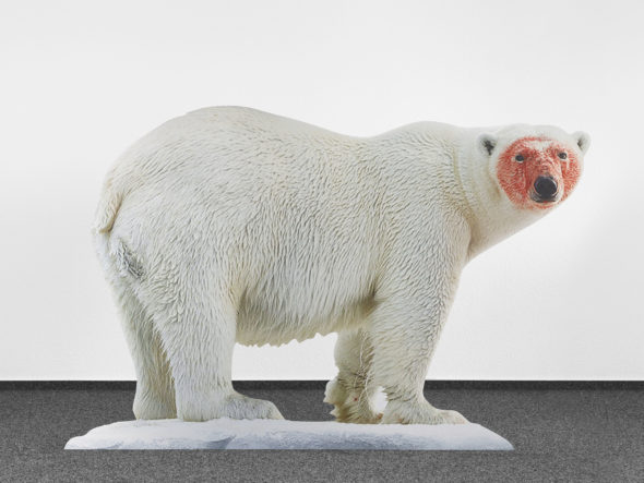 Katja Novitskova, Approximation (polar bear) 2017, digital print on aluminum, cutout display, acrylic glass 148x226x38 cm, Collezione Sandretto Re Rebaudengo