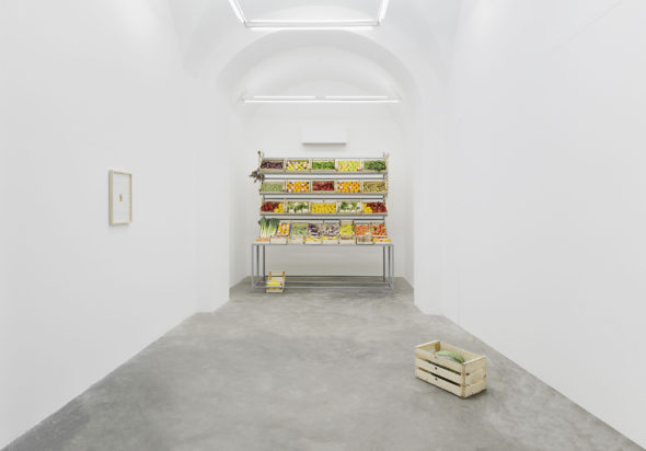Giuseppe De Mattia, Esposizione di frutta e verdura, 2019, installation view at Materia Gallery - Courtesy Materia Gallery Roma, ph. Roberto Apa