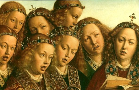 Particolare del polittico dell’Adorazione dell'Agnello Mistico, di Jan van Eyck