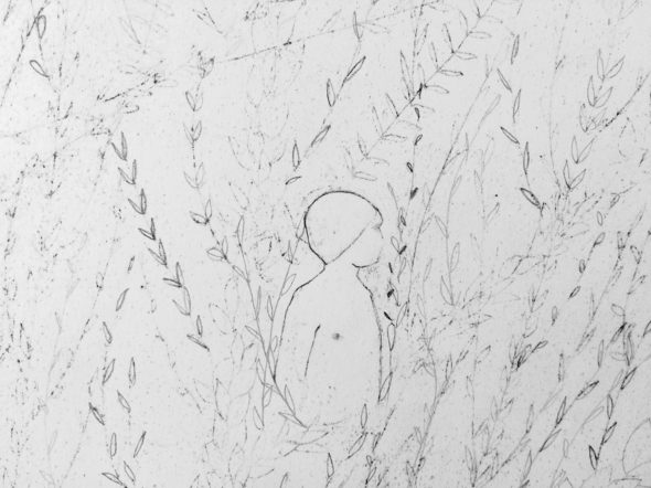 Cendriers (particolare), 245x123 cm, bambù, carboncino e grafite su carta, 2018 CourtesyGalerie MZ.