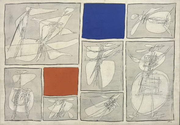 Achille Perilli, Senza titolo 1962 carta intelata 70x100 cm