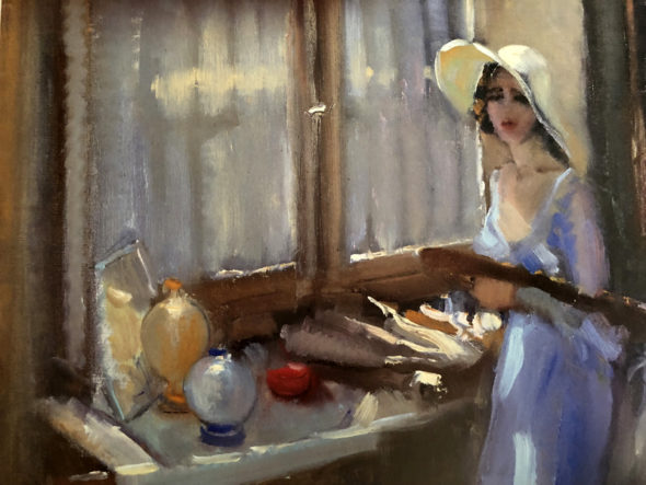 Carla Maria Maggi nello studio, 1938, olio su tela 35 x 55 cm