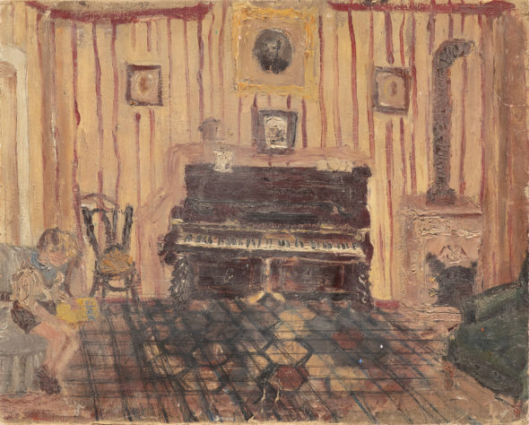Titina Maselli. Pianoforte con ragazzo (Citto), 1936 Olio su tavola – 36x44,5 cm